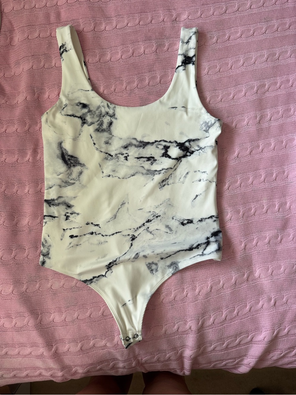 Express White Marble-Print Bodysuit